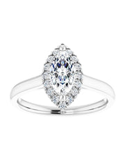 French Set Diamond Halo Engagement Ring