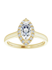 French Set Diamond Halo Engagement Ring