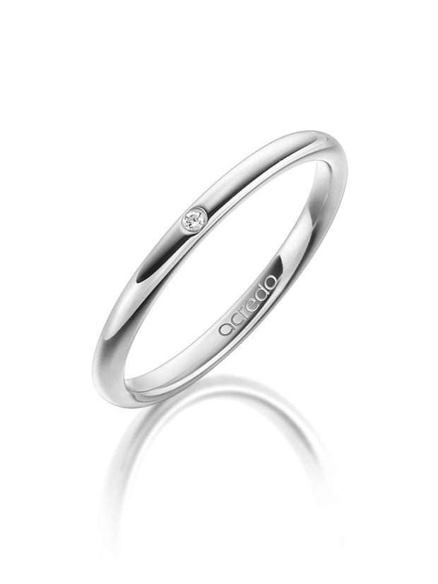 14K Palladium White Gold Diamond Band