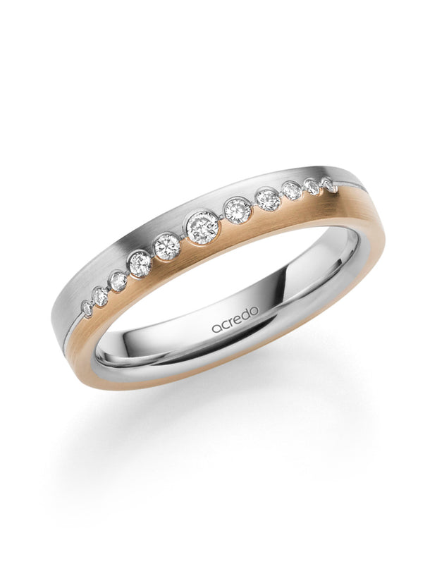 14K White & Yellow Gold Diamond Band with Matte Finish 1/6 ct.tw. G/Si1
