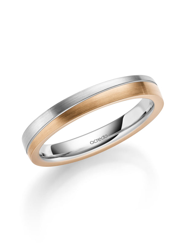 4 mm 14K Two-Tone Gold Band with Saturn Groove in Matte Finish